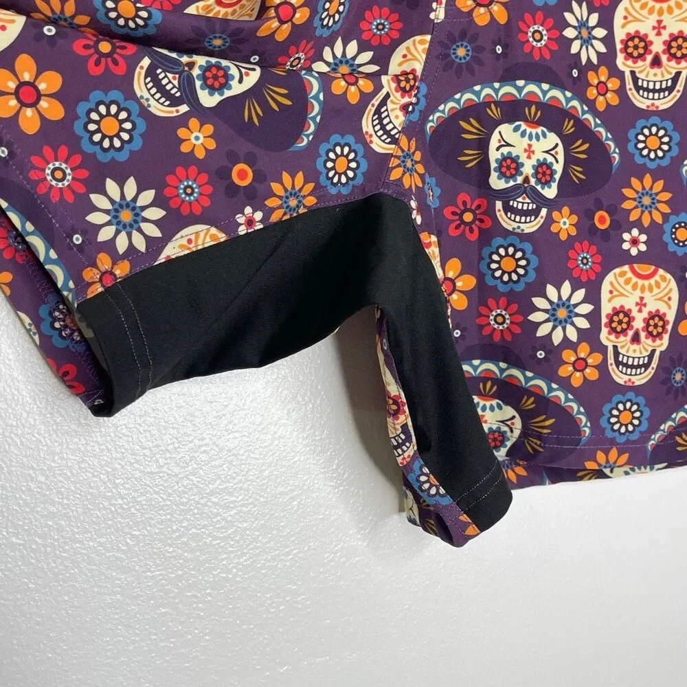 Tachuntfish THF Athletic Shorts Purple Sugar Skull Trail Running Men’s Large